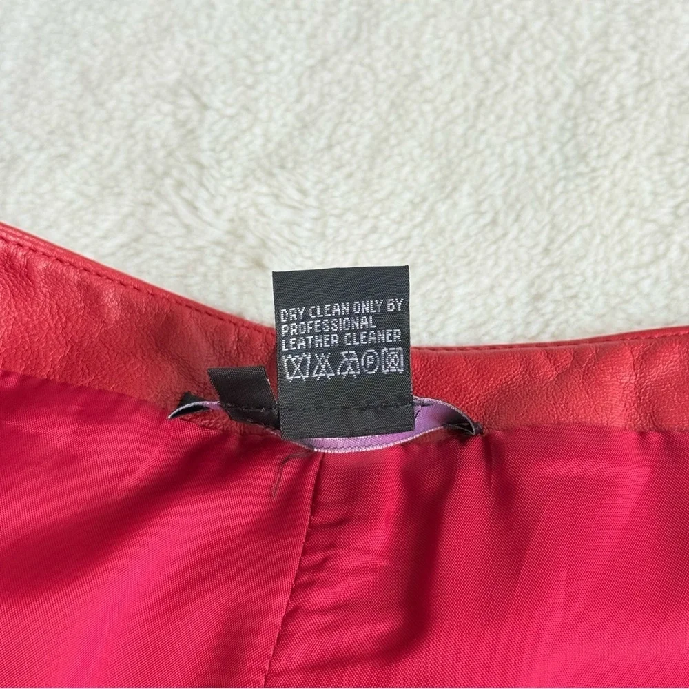 Etcetera Leather Cropped Zipped Red Pants XS (2)